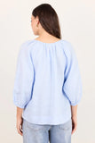 Re:Union Revolutionary Ice Blue Linen Relaxed LS Top