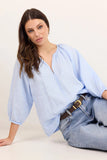 Re:Union Revolutionary Ice Blue Linen Relaxed LS Top