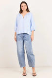 Re:Union Revolutionary Ice Blue Linen Relaxed LS Top