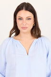 Re:Union Revolutionary Ice Blue Linen Relaxed LS Top