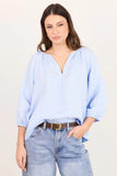 Re:Union Revolutionary Ice Blue Linen Relaxed LS Top