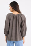 Re:Union Revolutionary Khaki Stripe Linen Relaxed LS Top