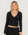 Rusty I Kissed A Pearl Lace Wrap LS Top