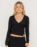 Rusty I Kissed A Pearl Lace Wrap LS Top