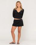 Rusty I Kissed A Pearl Lace Wrap LS Top