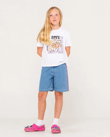 Rusty Flip Girl Low Rise Wide Leg Denim Jort