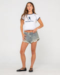 Rusty Pheonix Low Rise Denim Mini Short
