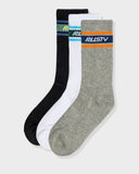 Rusty Pit Crew Mid Calf 3 Sock Pack