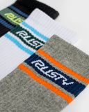 Rusty Pit Crew Mid Calf 3 Sock Pack
