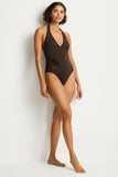 Sea Level De Luxe V Neck Halter One Piece