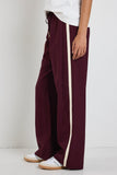 Stories be Told Townie Burgundy Side Stripe Elastic Waist Pants