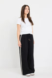 Stories Be Told Townie Black Matte Petite Stripe Side Tape Wide Leg Pants