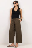 Ivy + Jack Transit Olive Pull On Waist Tie Barrel Leg Pants