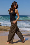 Ivy + Jack Transit Olive Pull On Waist Tie Barrel Leg Pants