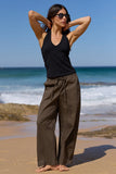 Ivy + Jack Transit Olive Pull On Waist Tie Barrel Leg Pants