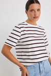Re:Union Binding Chocolate White Stripe Boxy Fit Tee