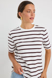 Re:Union Binding Chocolate White Stripe Boxy Fit Tee