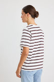 Re:Union Binding Chocolate White Stripe Boxy Fit Tee