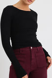 Among the Brave Muster Black Stretch Rouched Side Crew Top