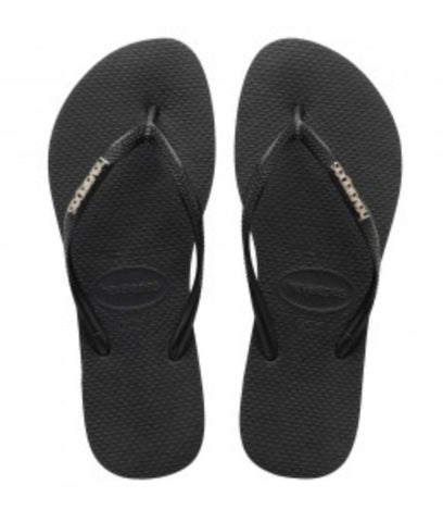 Havianas Slim Silver Metal Logo Jandal