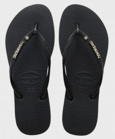 Havianas Slim Metal Logo Crystal Jandals