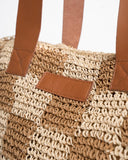 Rusty Checkmate Straw Beach Bag