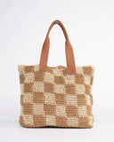 Rusty Checkmate Straw Beach Bag