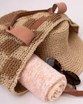 Rusty Checkmate Straw Beach Bag